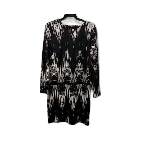 H&M Womens Patterned Pullover Dress Long Sleeve Black White Size Large NEW