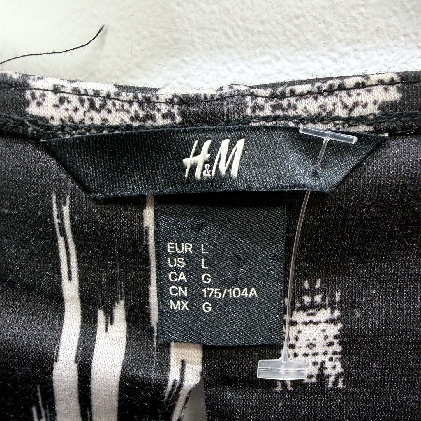 H&M Womens Patterned Pullover Dress Long Sleeve Black White Size Large NEW