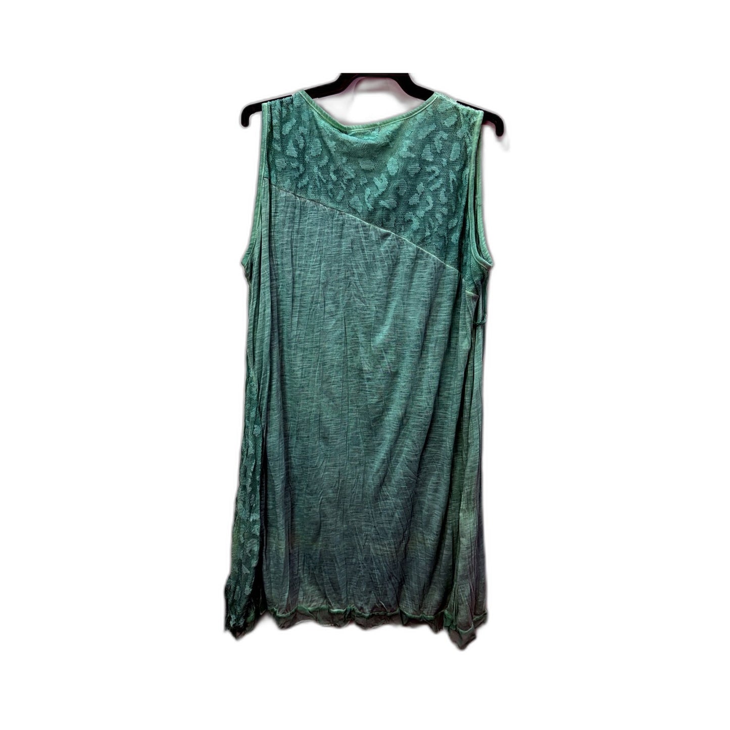 Whispers Womens Sleeveless Ruffle Tank Top Green Casual Blouse Size XXL NEW