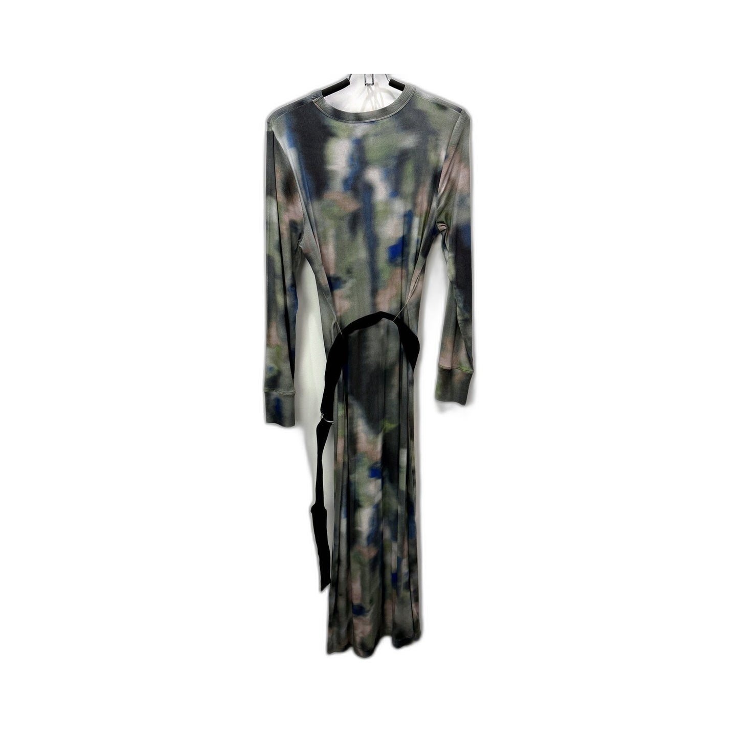 SABA Womens Andro Long Sleeve Ribbed Knit Belted Dress Multi Color Size L NEW