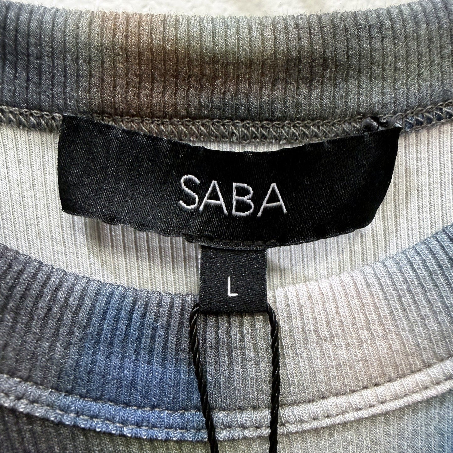 SABA Womens Andro Long Sleeve Ribbed Knit Belted Dress Multi Color Size L NEW