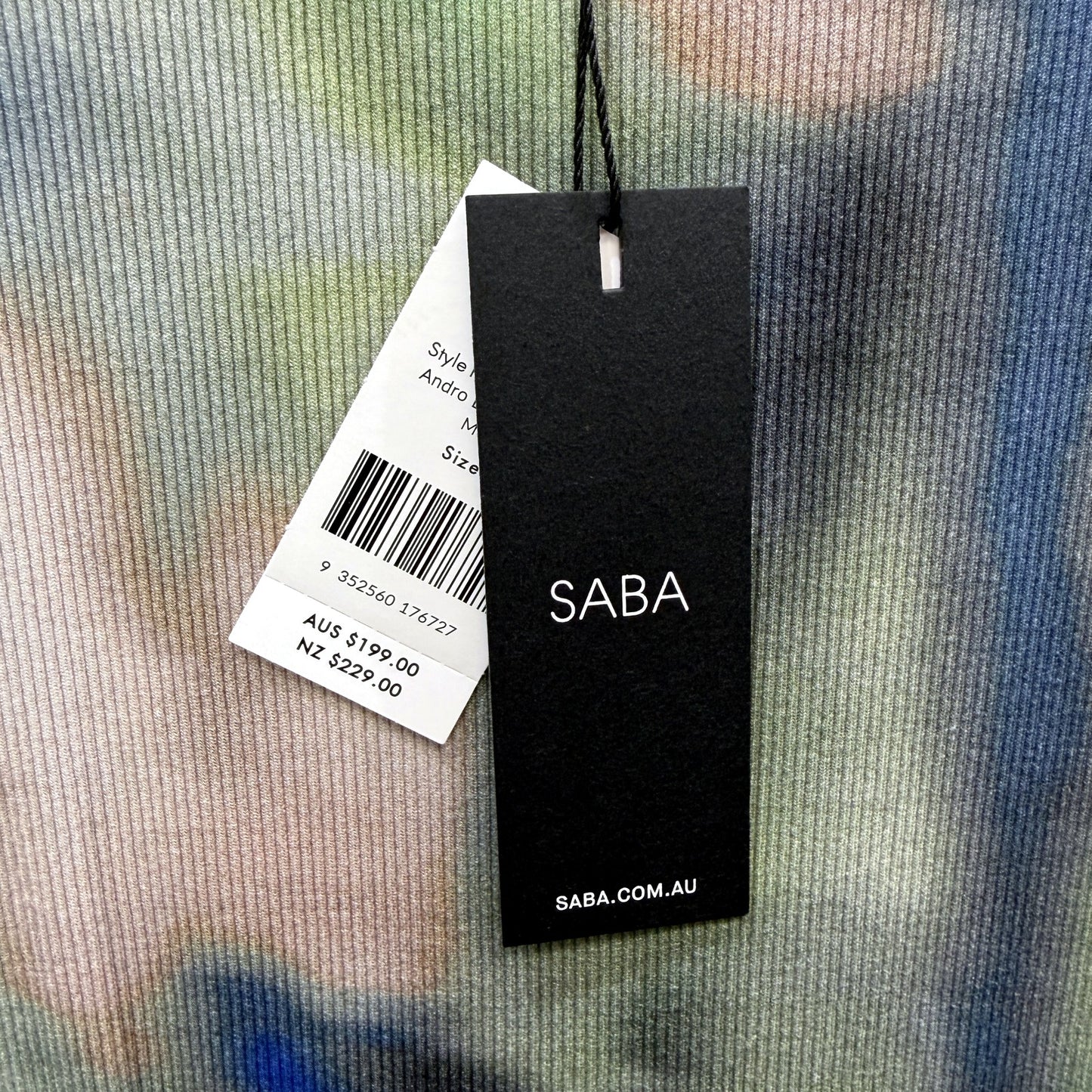 SABA Womens Andro Long Sleeve Ribbed Knit Belted Dress Multi Color Size L NEW