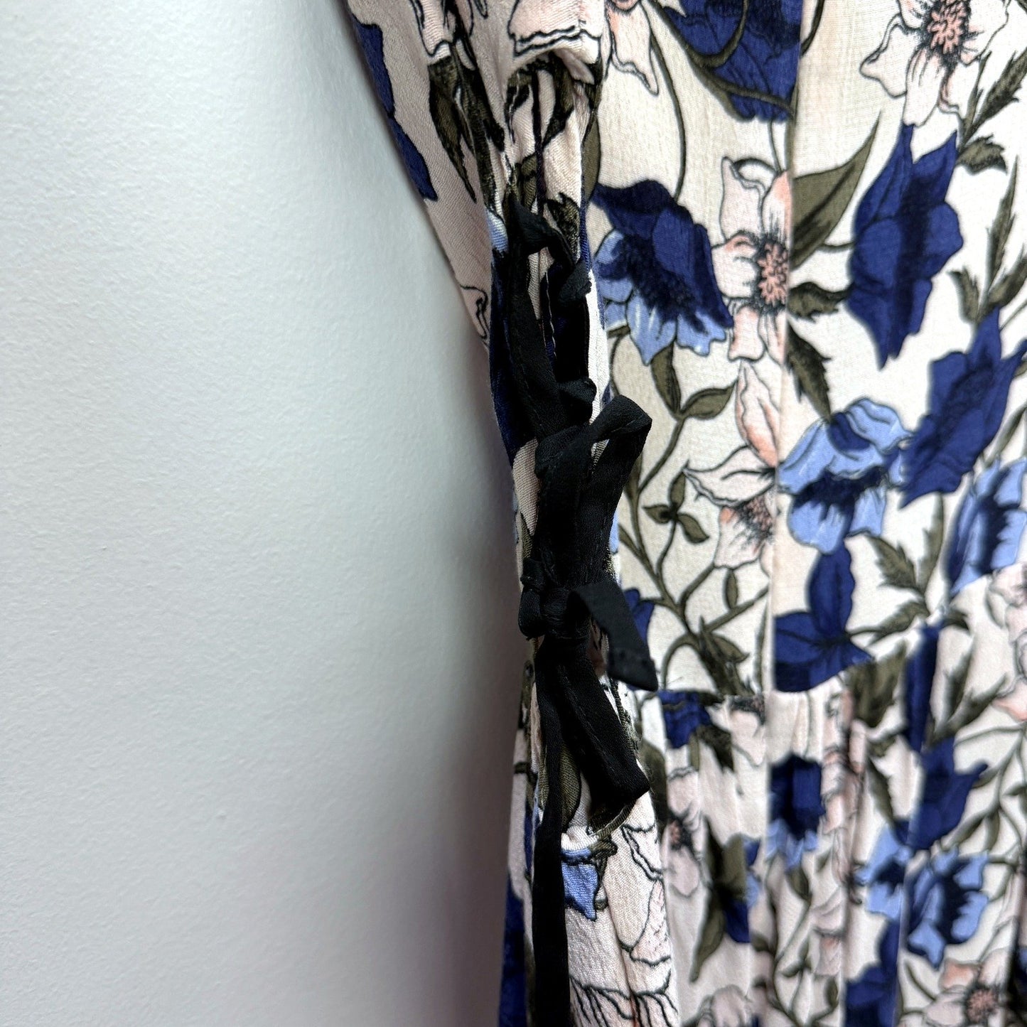 Topshop Womens Floral Print Dress Side Tie Zipper Closure Multi Color Size 8