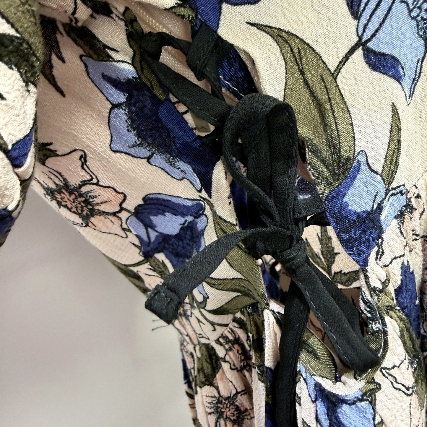 Topshop Womens Floral Print Dress Side Tie Zipper Closure Multi Color Size 8