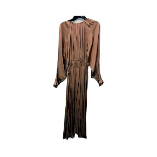 Zara Womens Longsleeve Light Bronze Metallic Casual Dress Size S NEW