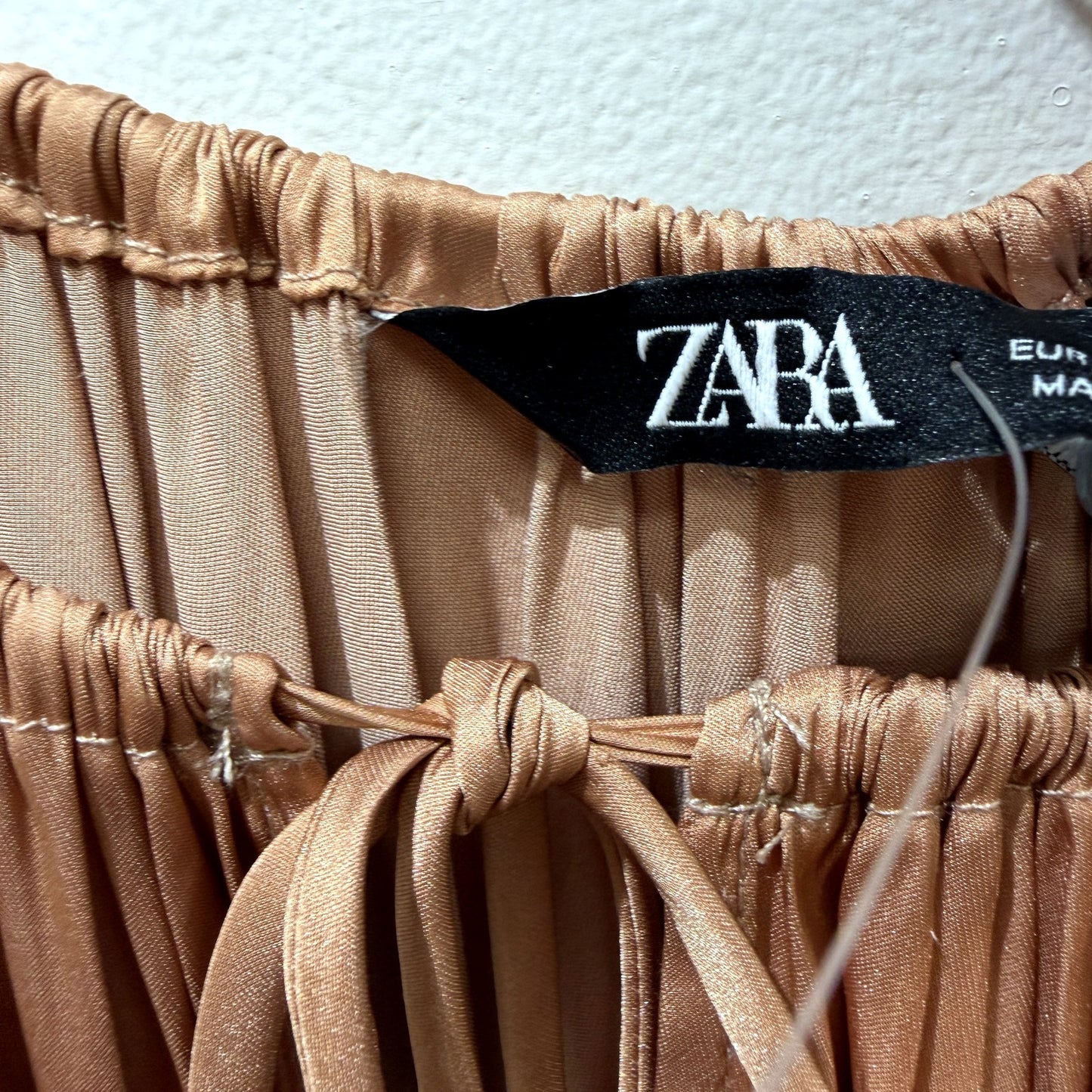 Zara Womens Longsleeve Light Bronze Metallic Casual Dress Size S NEW