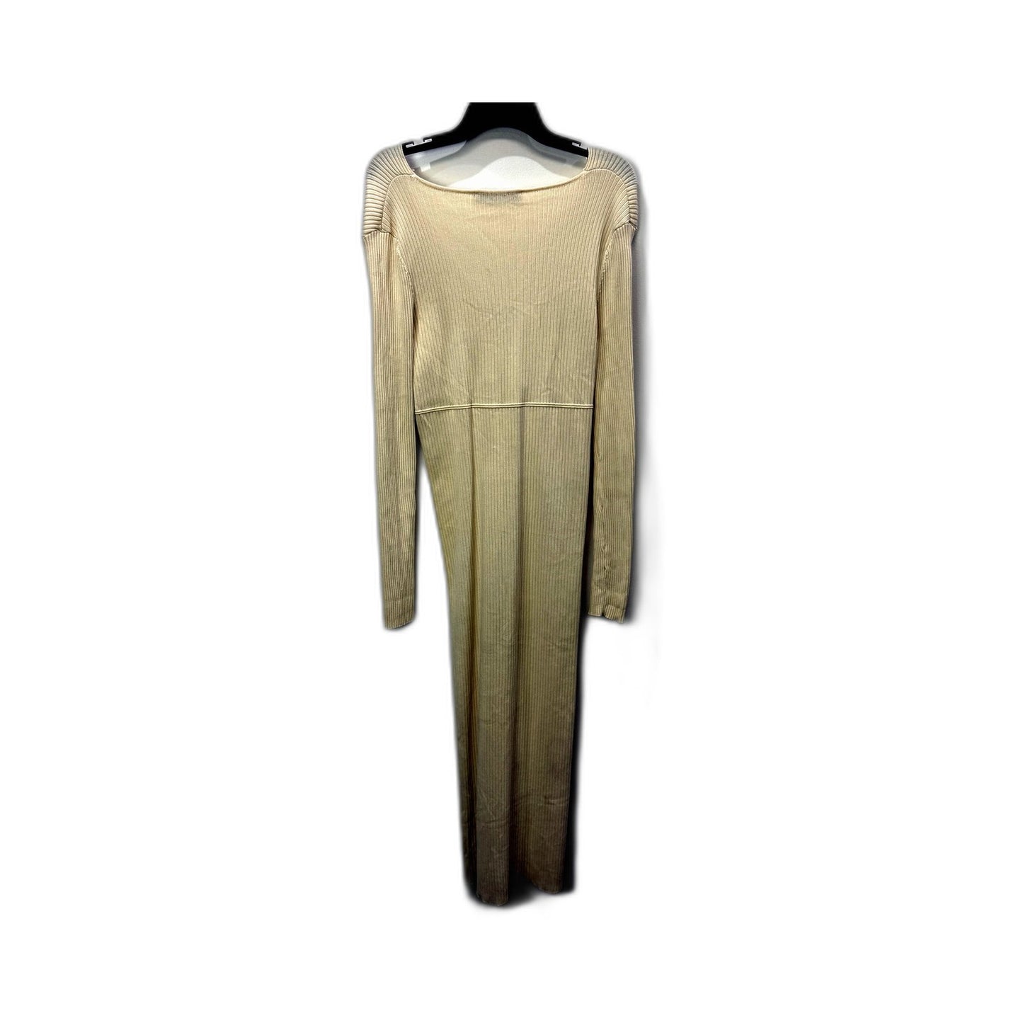 Zara Womens Ribbed Knit Maxi Dress in Cream - Comfortable Casual Style Size M