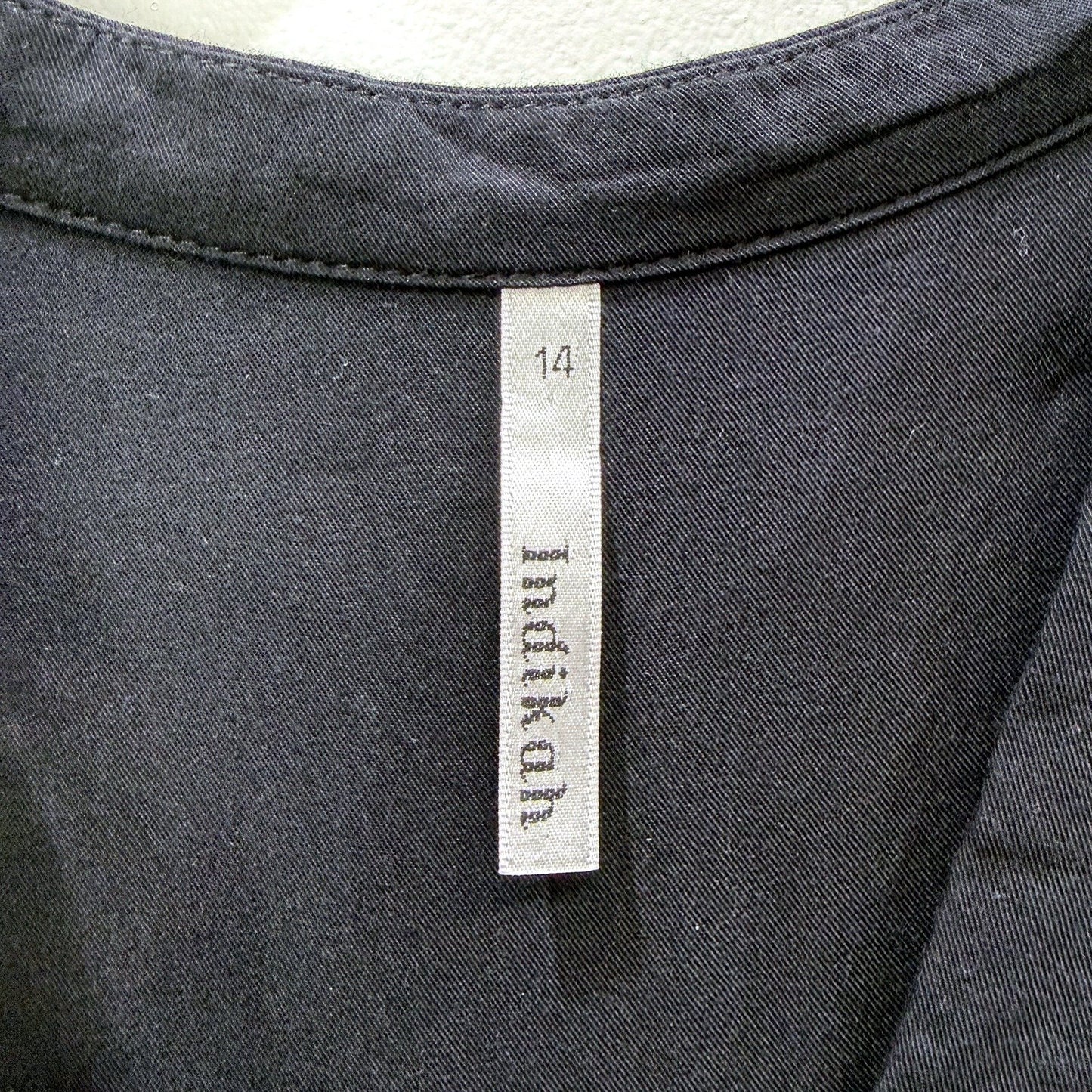 Indikah Womens Sleeveless A-Symetrical Black Dress, Size 14