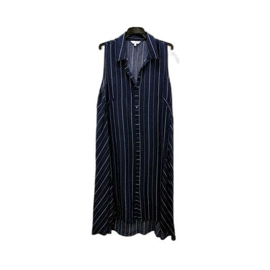 Veronika Maine Womens Sleeveless Navy Blue Button Front Dress Size 14