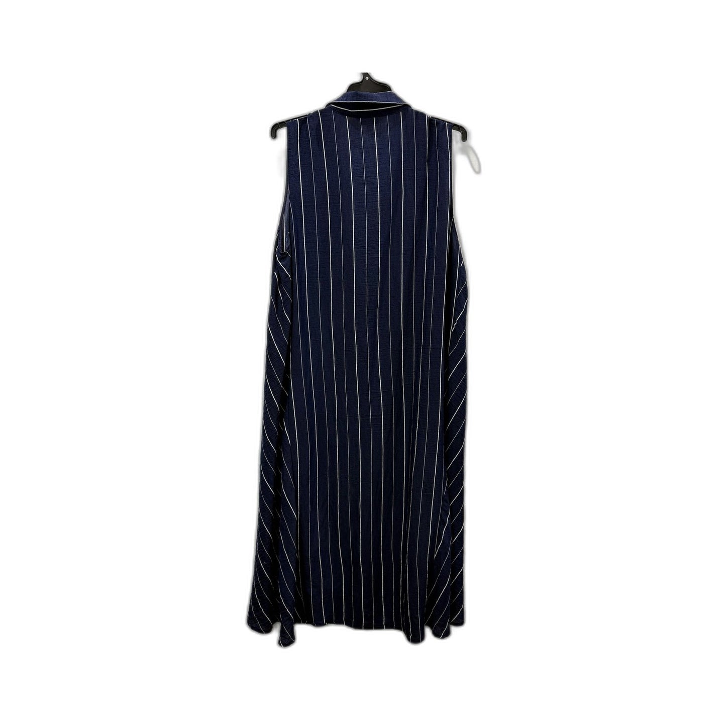 Veronika Maine Womens Sleeveless Navy Blue Button Front Dress Size 14