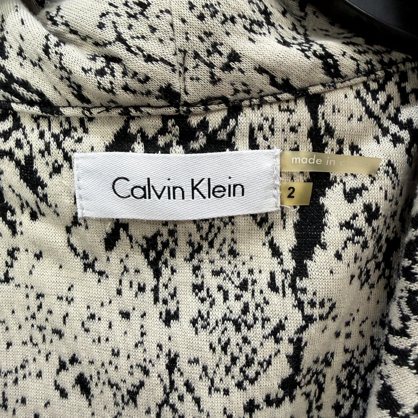 Calvin Klein Womens Sheath Mini Dress in Black and White, Size 2