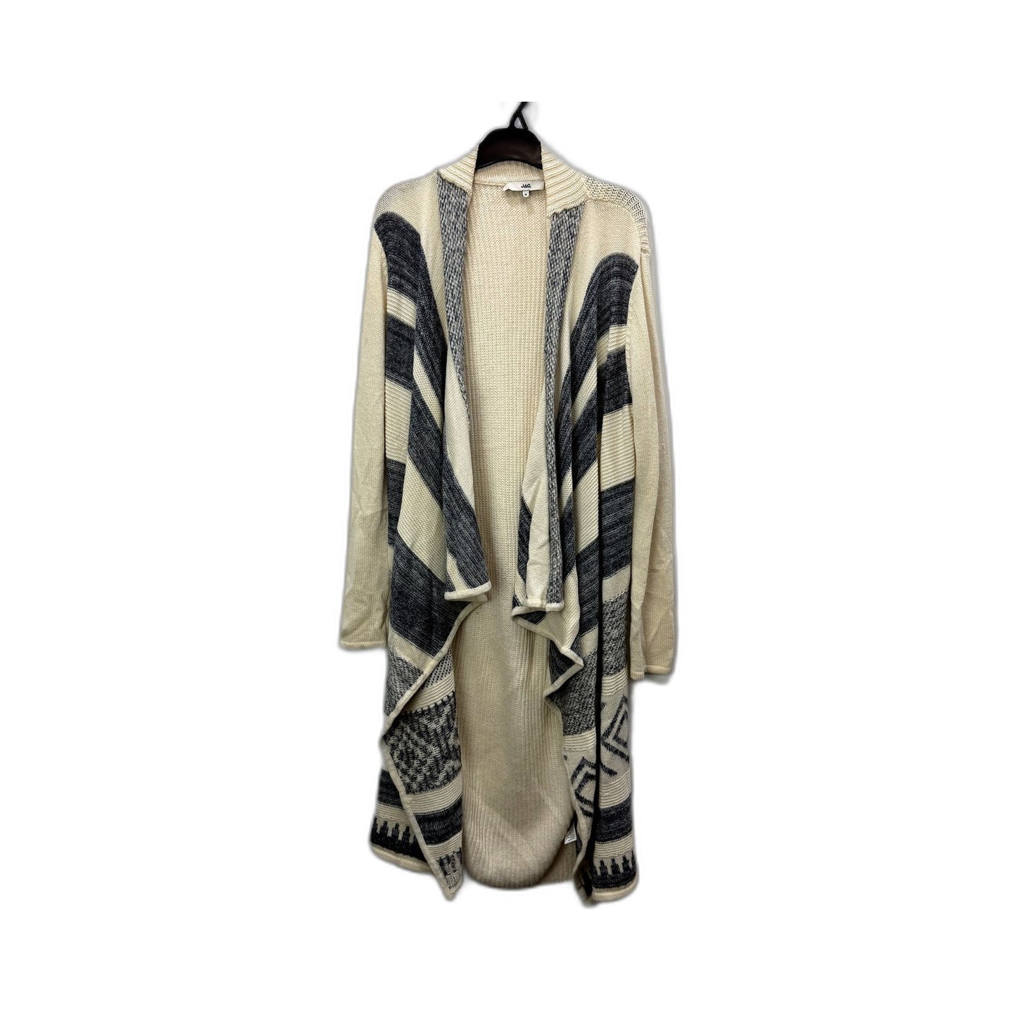 Jag Womens Striped Open Front Beige and Black Cardigan Sweater Size M