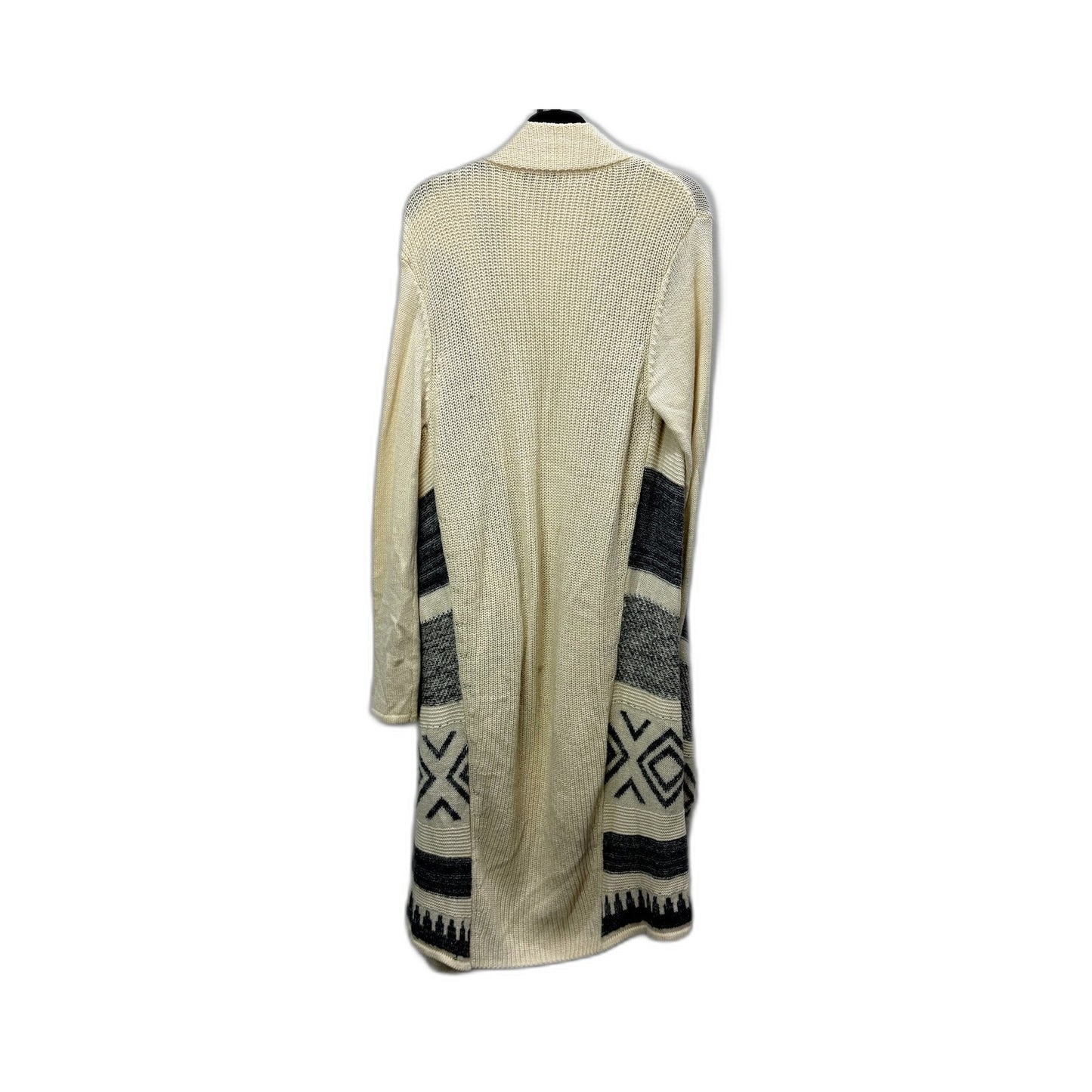 Jag Womens Striped Open Front Beige and Black Cardigan Sweater Size M