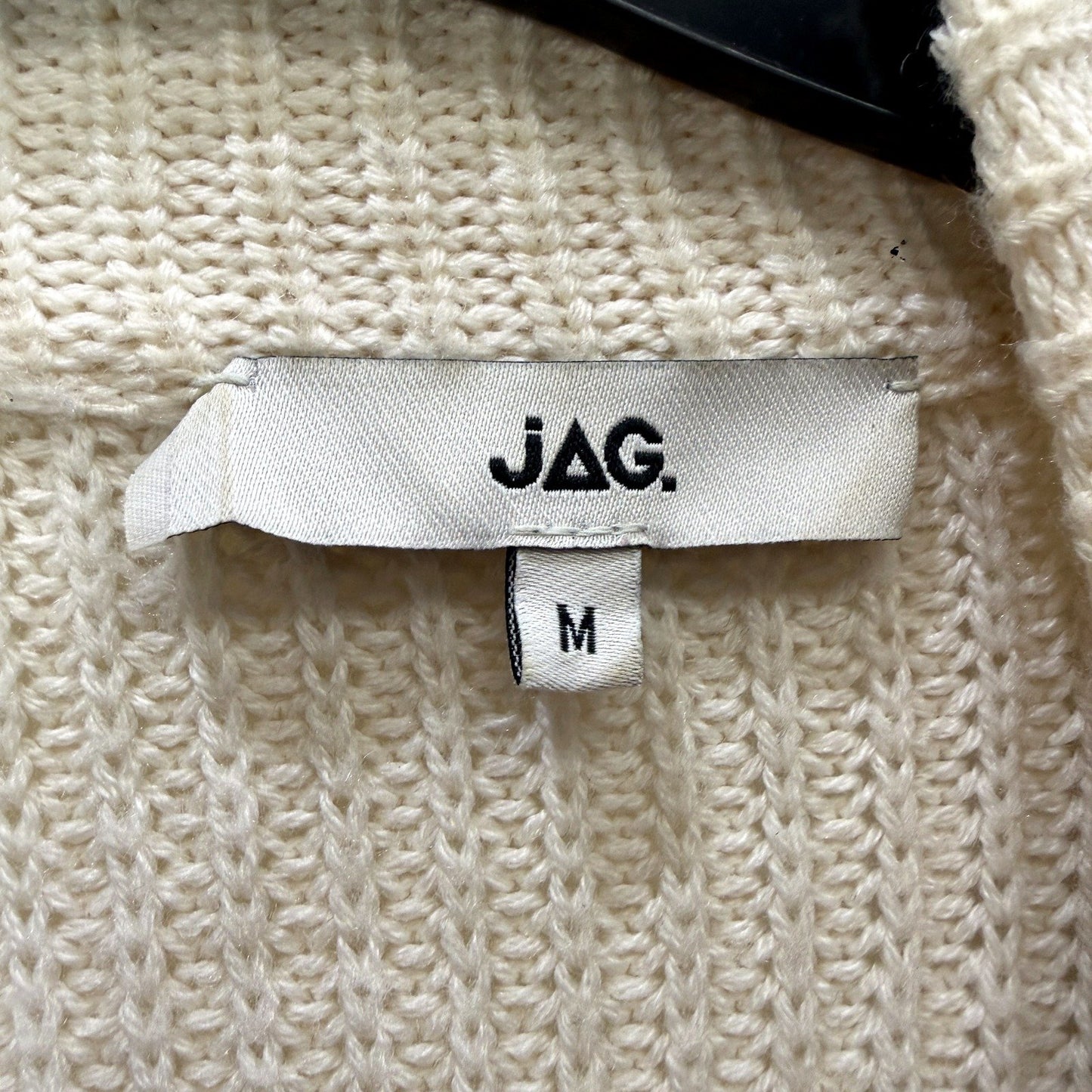 Jag Womens Striped Open Front Beige and Black Cardigan Sweater Size M