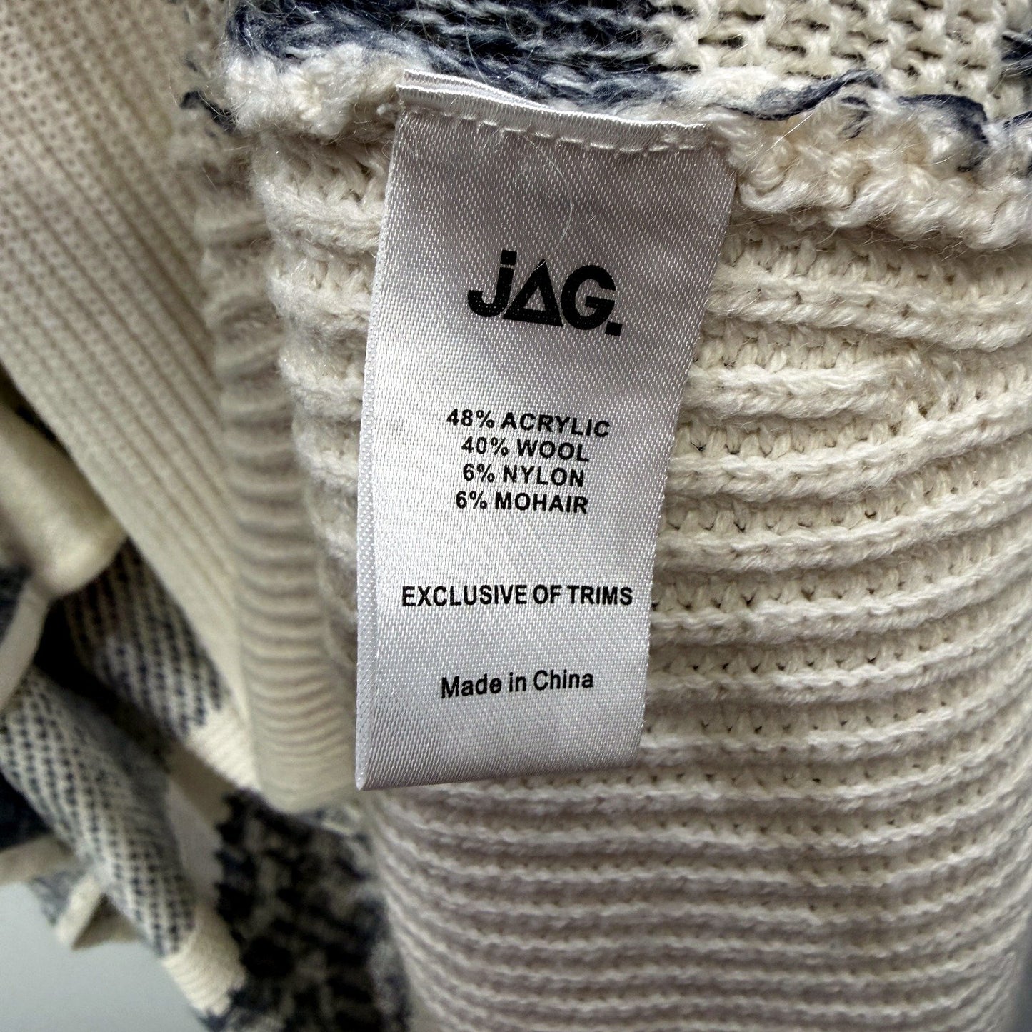 Jag Womens Striped Open Front Beige and Black Cardigan Sweater Size M