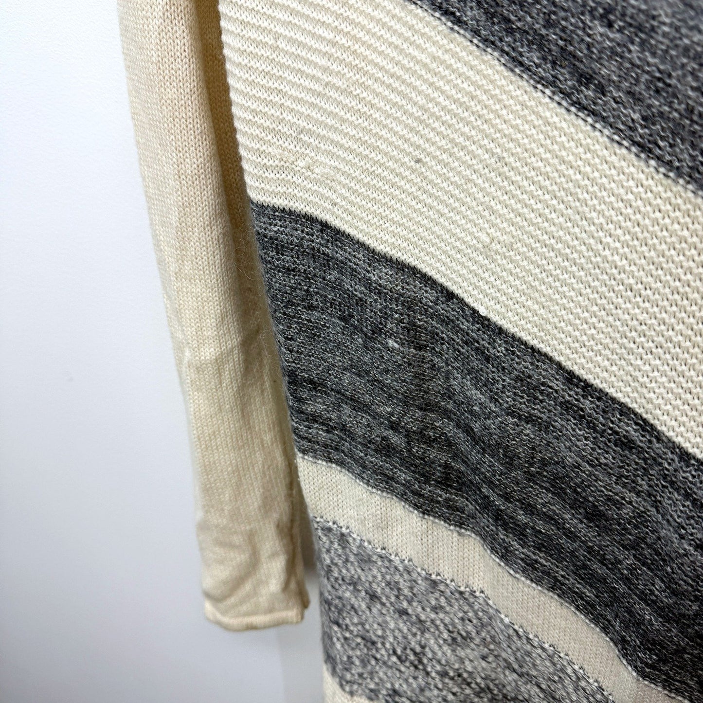 Jag Womens Striped Open Front Beige and Black Cardigan Sweater Size M