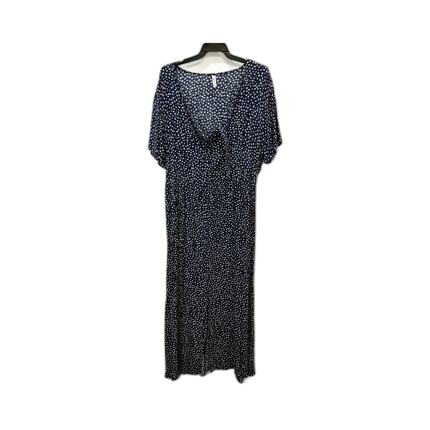& Me Womens Floral Print Navy Blue and White Dress by - Size 16