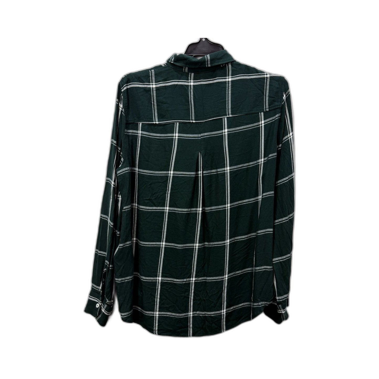 H&M Womens Green Plaid Button-Down Shirt - Casual Comfortable Fit Size 10