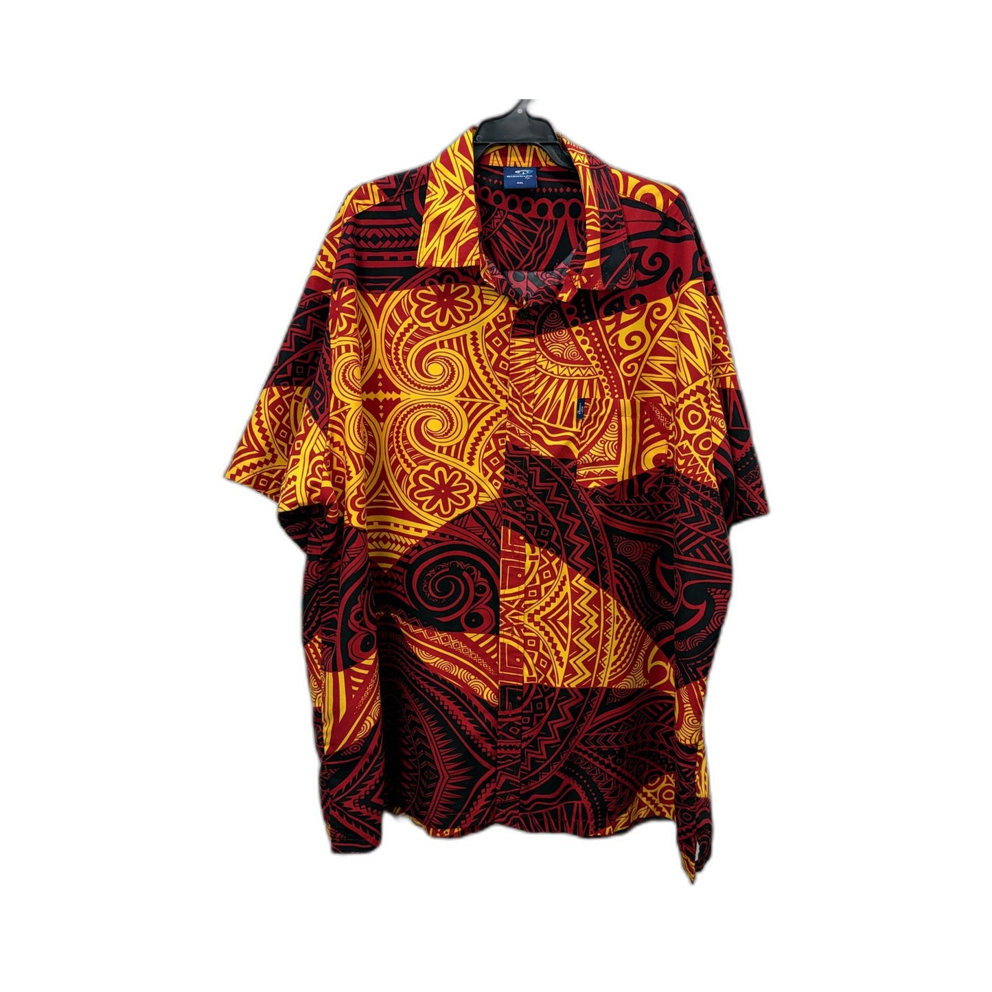 Aisokula Mens Oversized Tribal Print Button-Down Shirt Multi Color Size 4XL