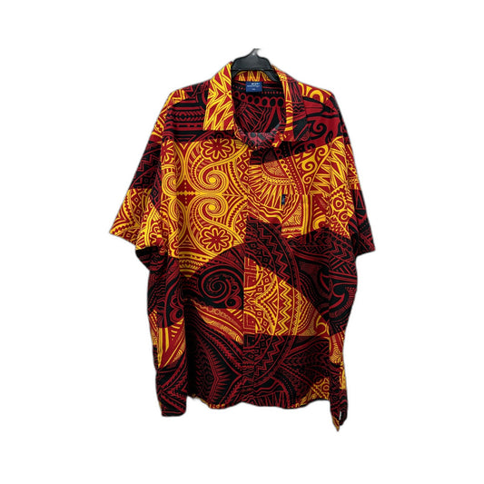 Aisokula Mens Oversized Tribal Print Button-Down Shirt Multi Color Size 4XL