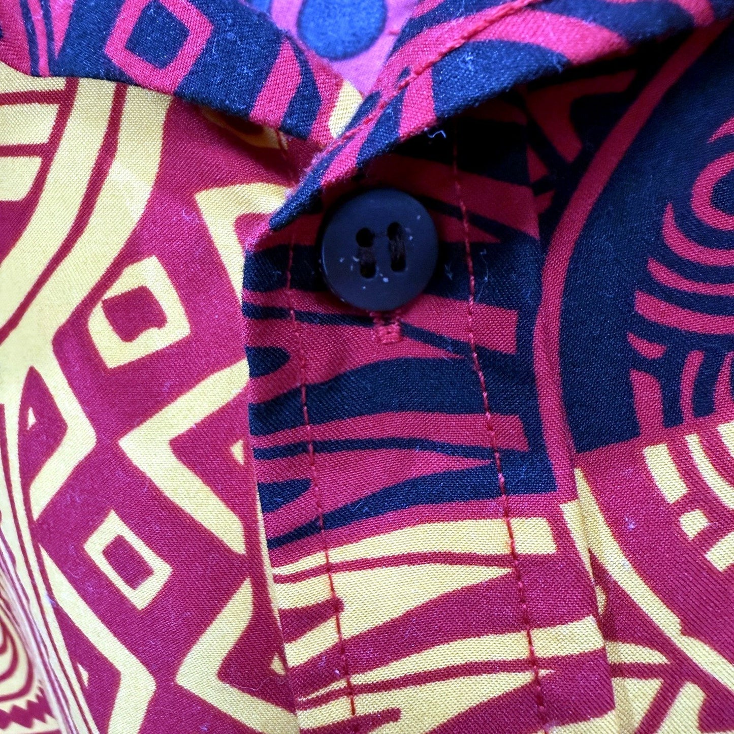 Aisokula Mens Oversized Tribal Print Button-Down Shirt Multi Color Size 4XL