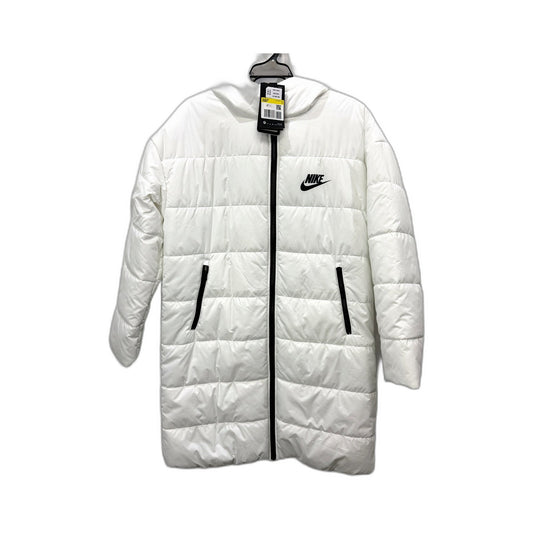 Nike Womens Hooded Insulated Puffer Jacket White Winter Coat S NEW