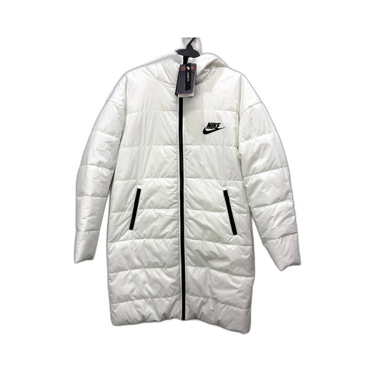 Nike Womens Long Puffer Jacket Lightweight Winter Coat White/Black Sz XS NEW