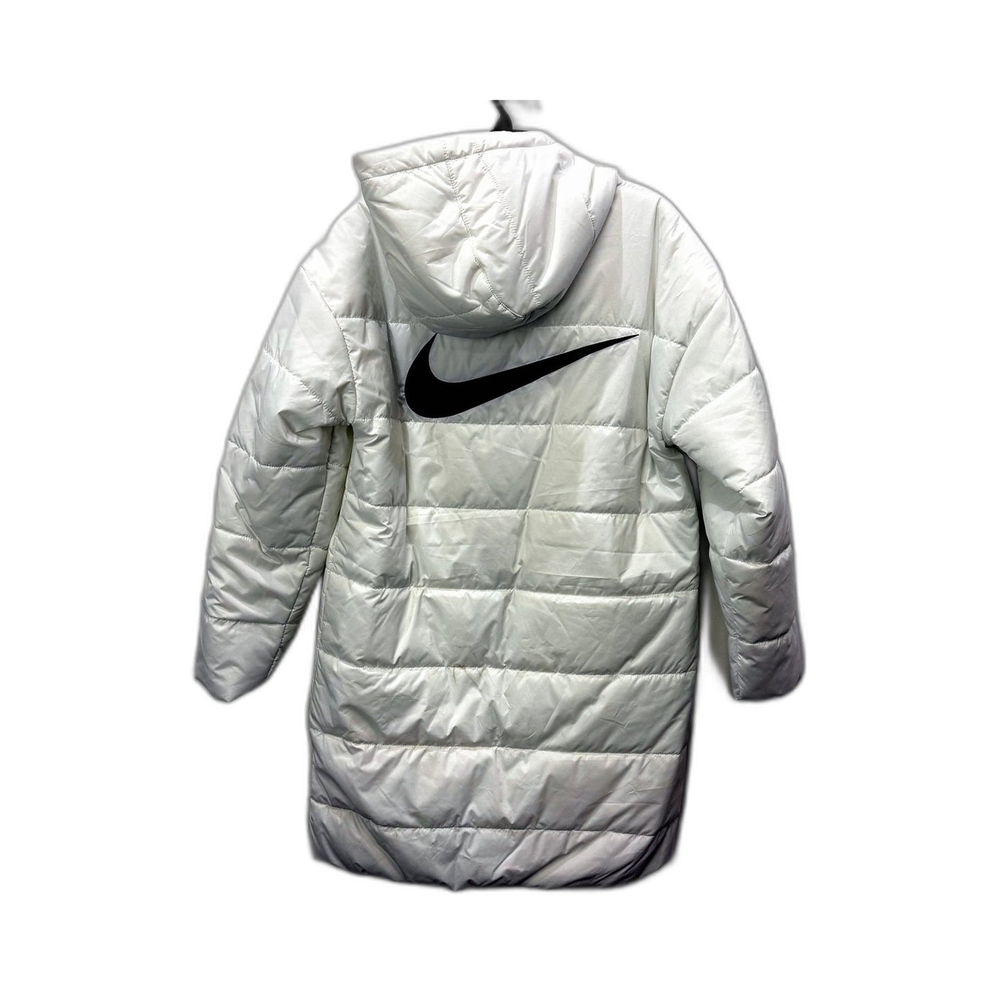 Nike Womens Long Puffer Jacket Lightweight Winter Coat White/Black Sz XS NEW