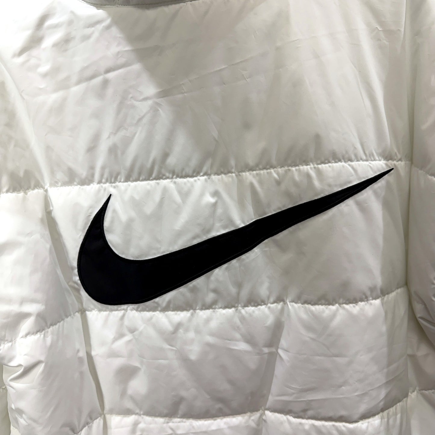 Nike Womens Long Puffer Jacket Lightweight Winter Coat White/Black Sz XS NEW