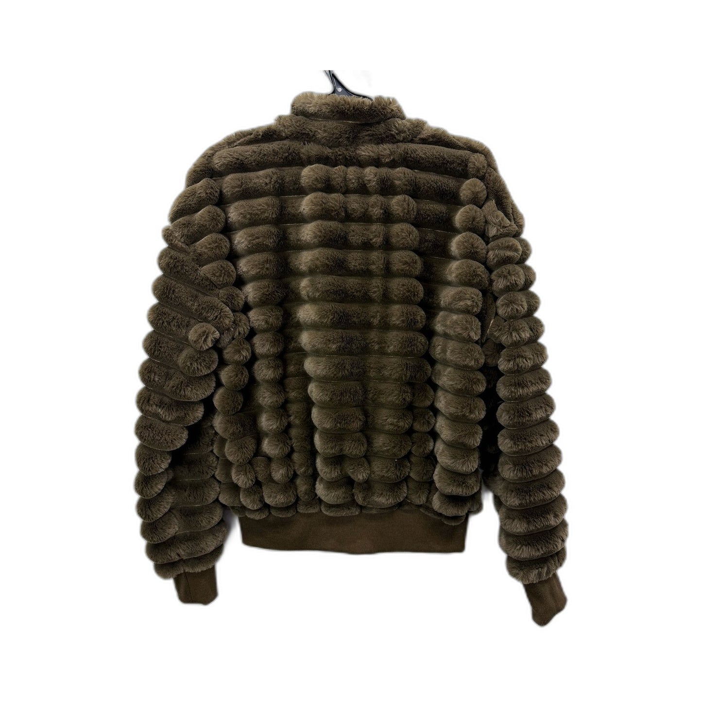 Zoe Moss Womens Faux Fur Bomber Jacket Lightweight Khaki XS Size NEW