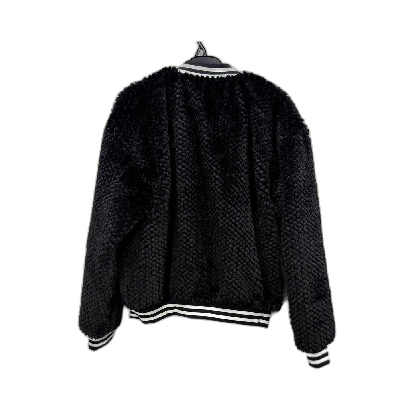 Leoni Womens Max Faux Fur Bomber Jacket in Black for Winter, XS Size NEW