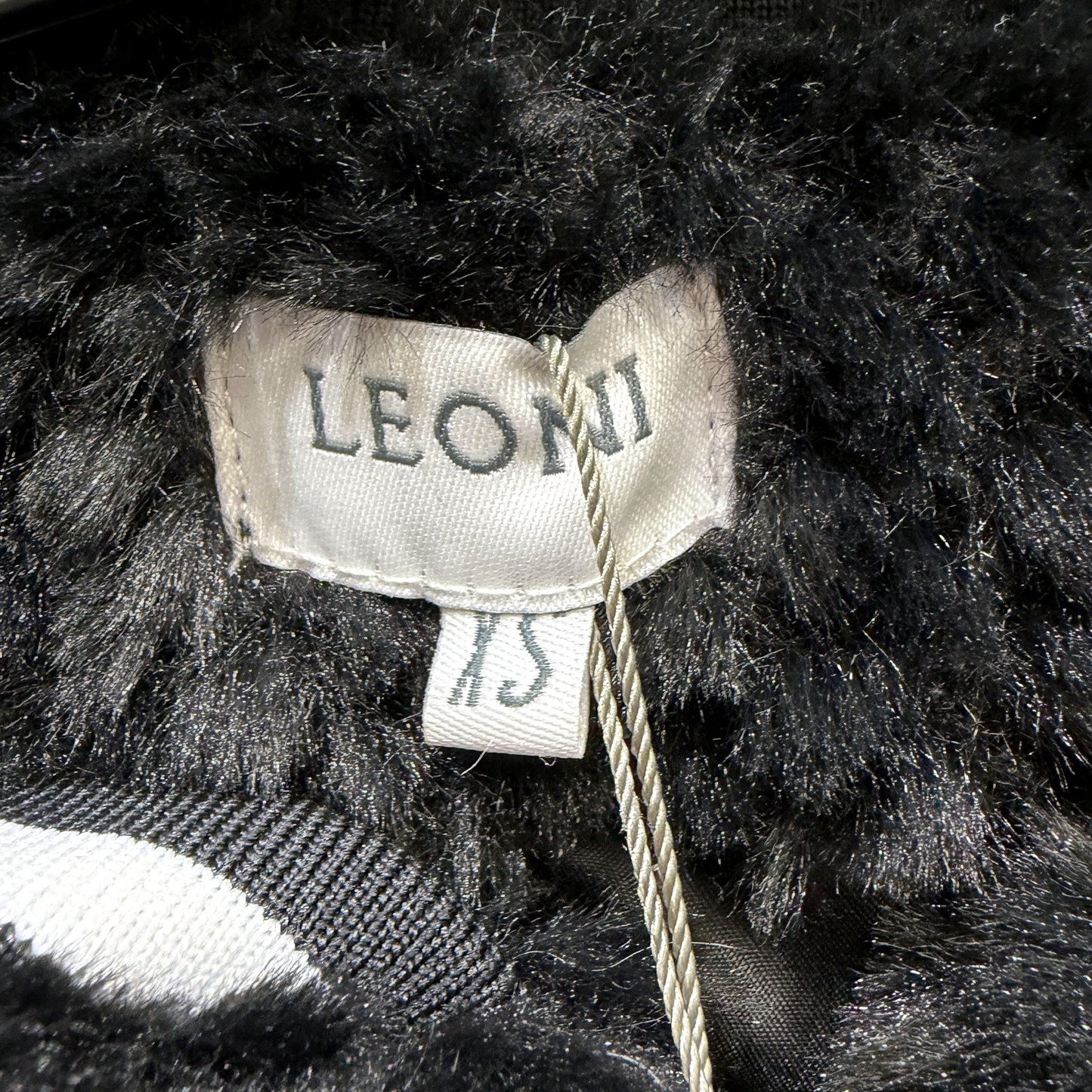 Leoni Womens Max Faux Fur Bomber Jacket in Black for Winter, XS Size NEW