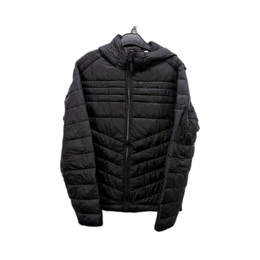 Jack & Jones Mens Hooded Puffer Jacket in Black with Quilted Nylon Design Size M