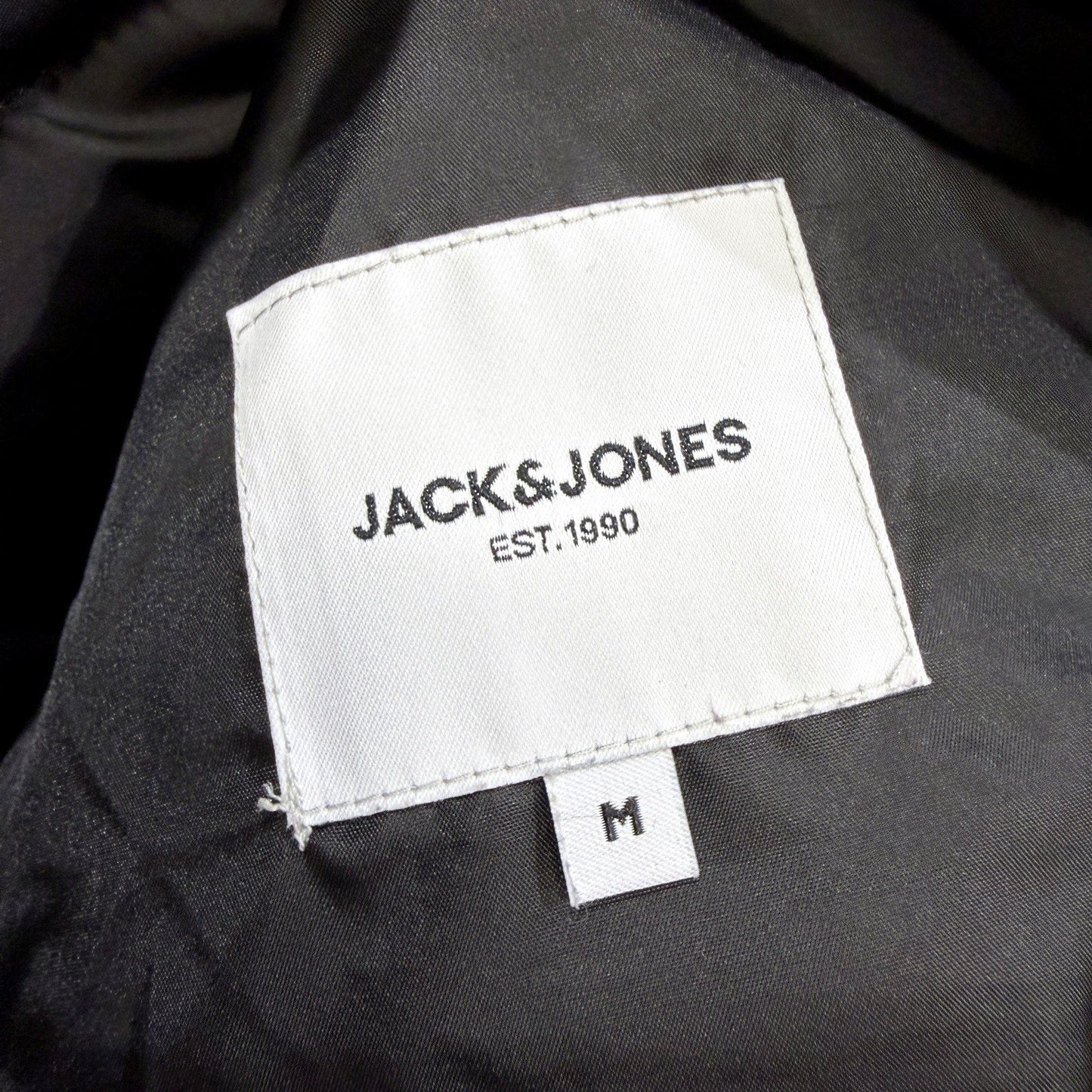 Jack & Jones Mens Hooded Puffer Jacket in Black with Quilted Nylon Design Size M