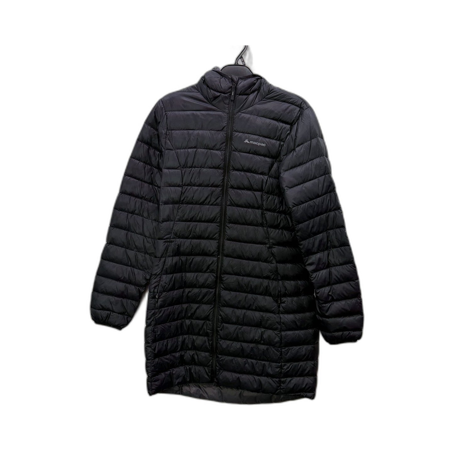 Macpac Womens Hooded Puffer Jacket Black Nylon Quilted Insulated Size 10