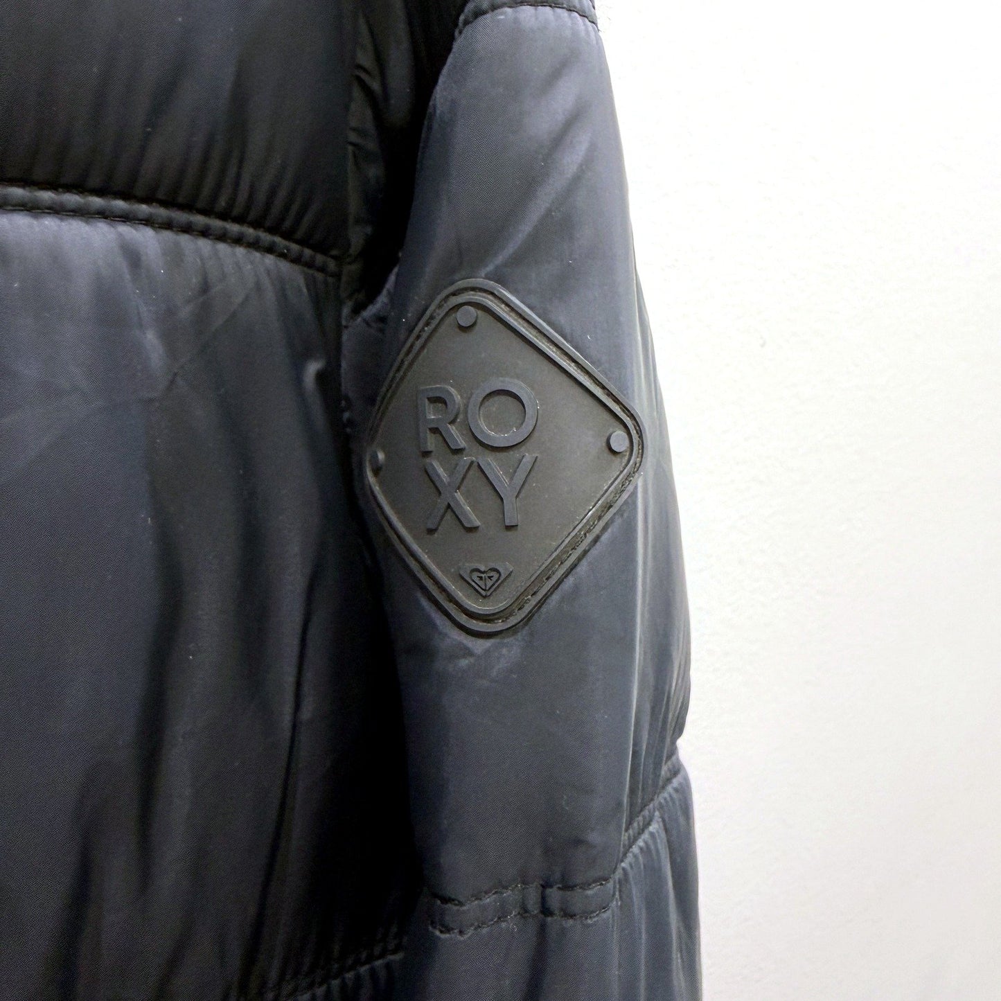 Roxy Womens Warm Hooded Ocean Ways Puffer Jacket in Navy Size 10