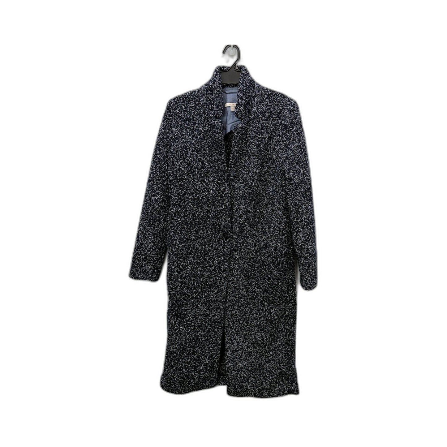 Espirit Womens Textured Knit Overcoat Multi Color Black Navy White Size 12
