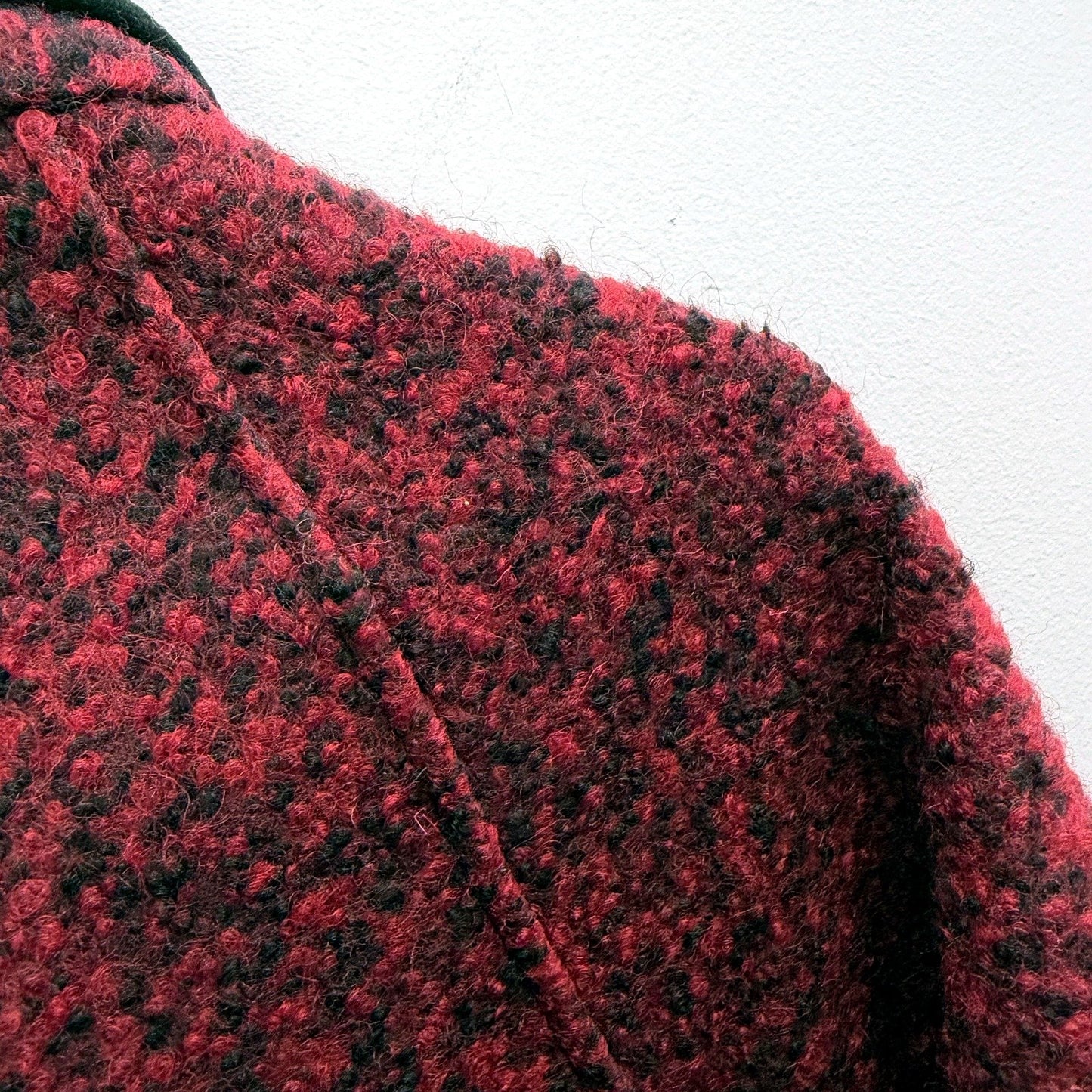 WS Womens Poncho Button Coat in Burgundy - Wool Blend Flared Hem, Size 12