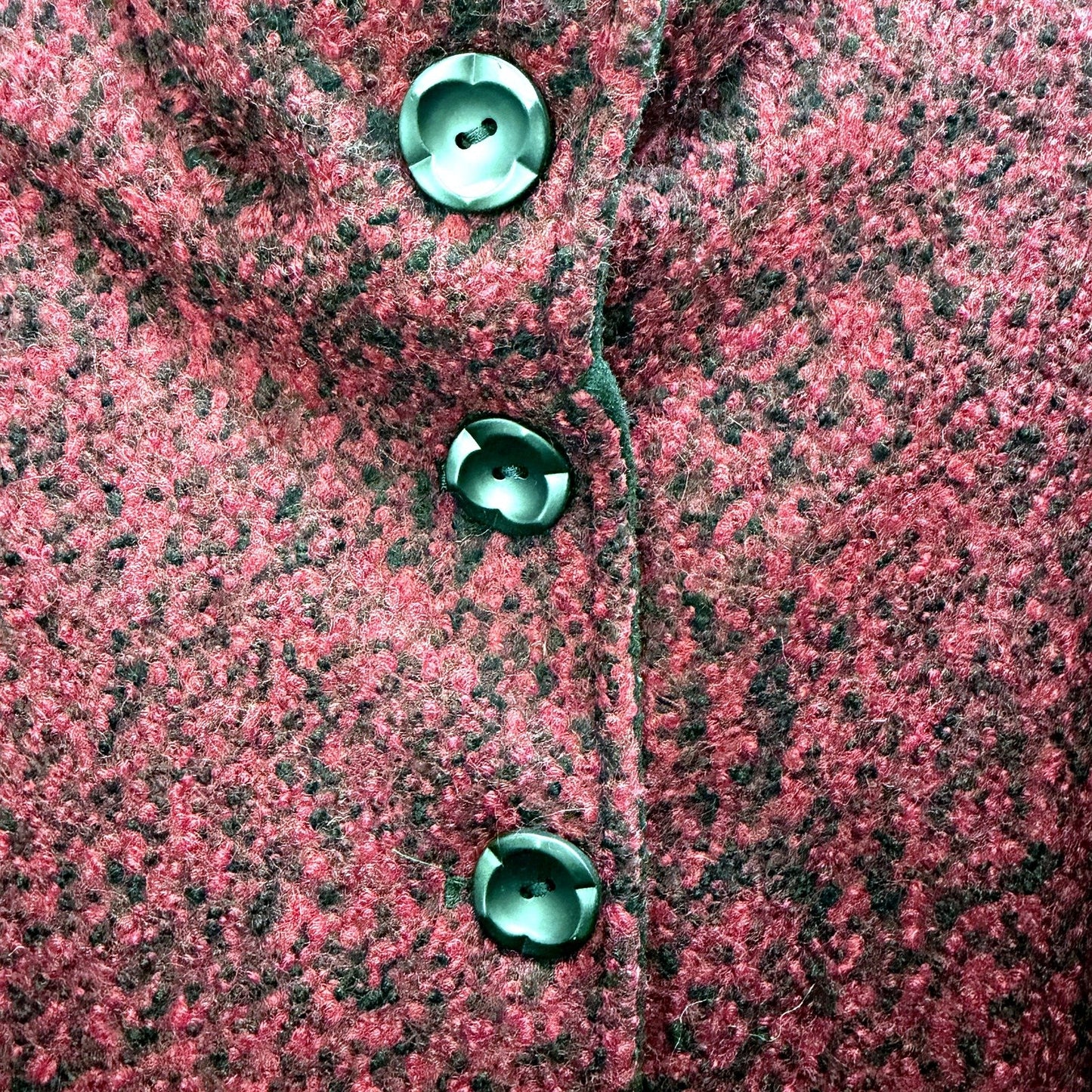 WS Womens Poncho Button Coat in Burgundy - Wool Blend Flared Hem, Size 12