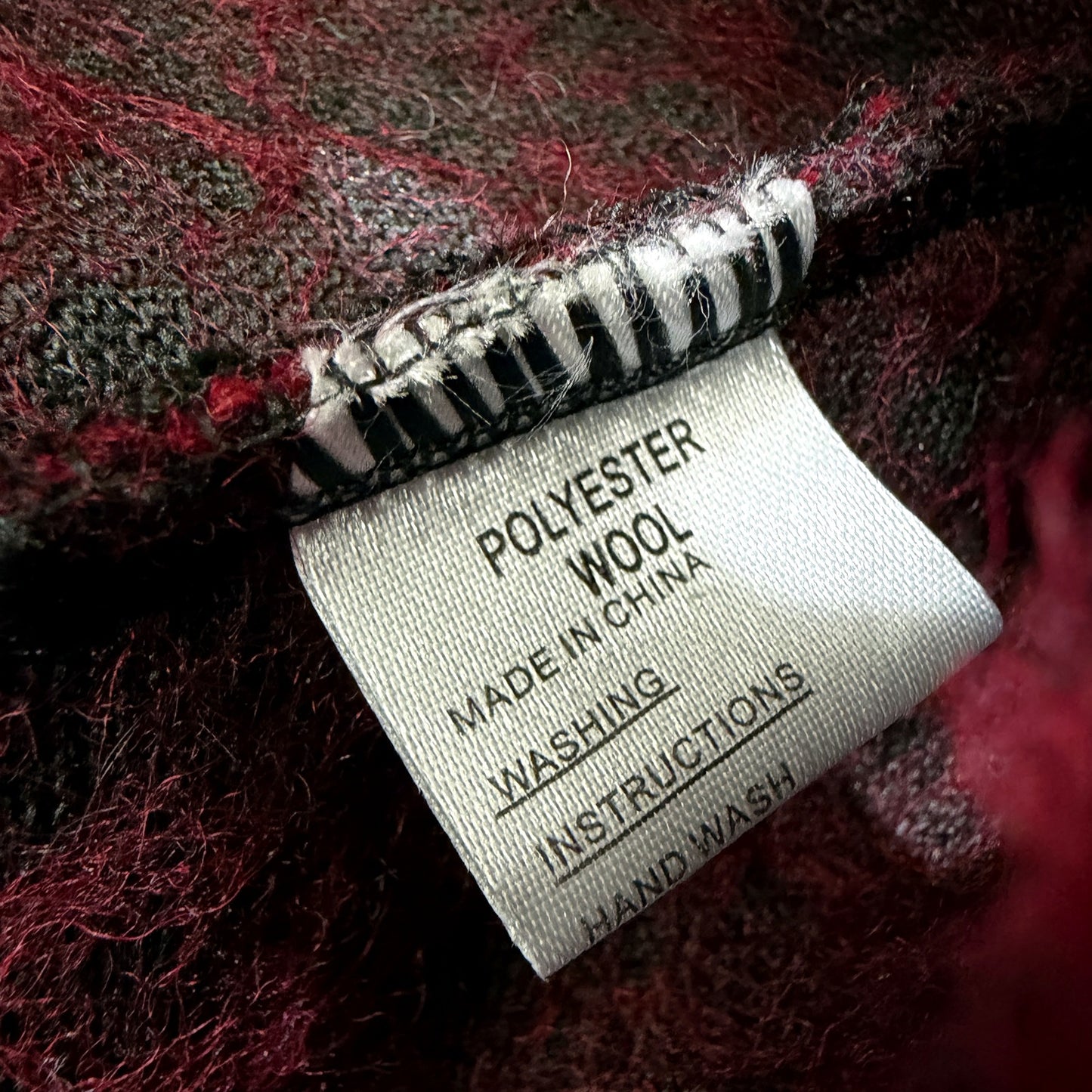 WS Womens Poncho Button Coat in Burgundy - Wool Blend Flared Hem, Size 12