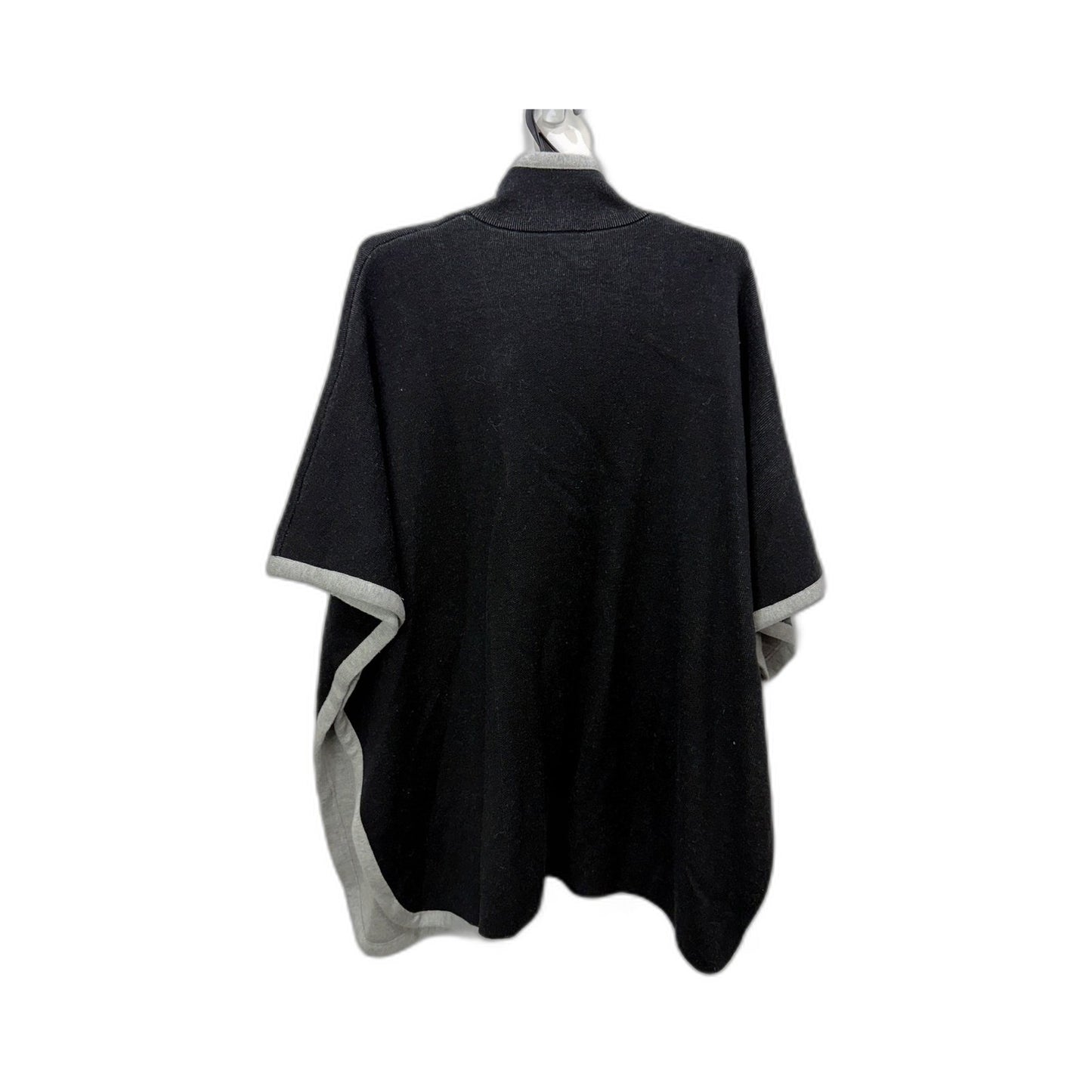 Sussan Womens Knit Wool Poncho with Zipper Accent Black and Gray Size XS/S