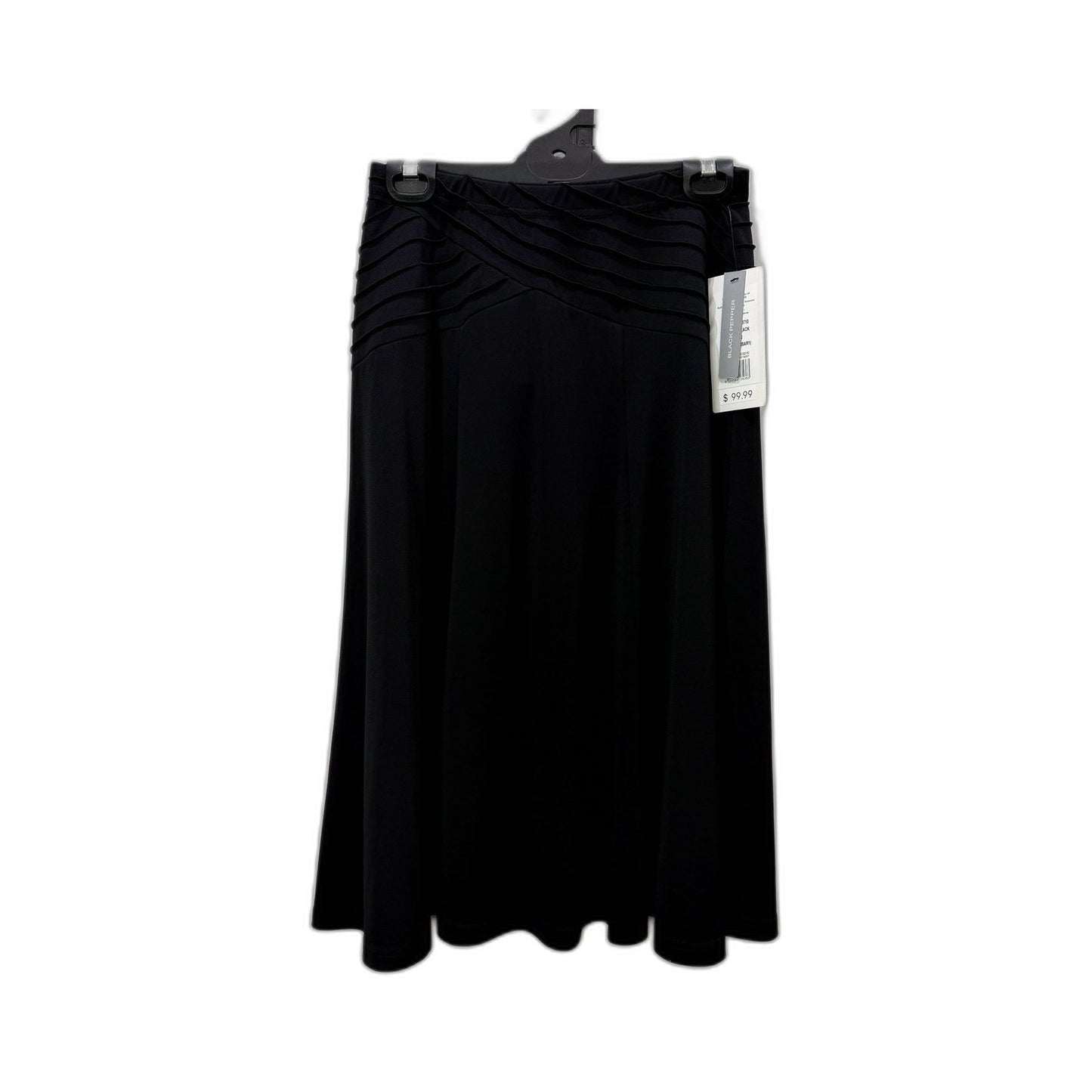 Black Pepper Womens Pleated Midi Skirt Elastic Waist Knee Length Size 10 NEW