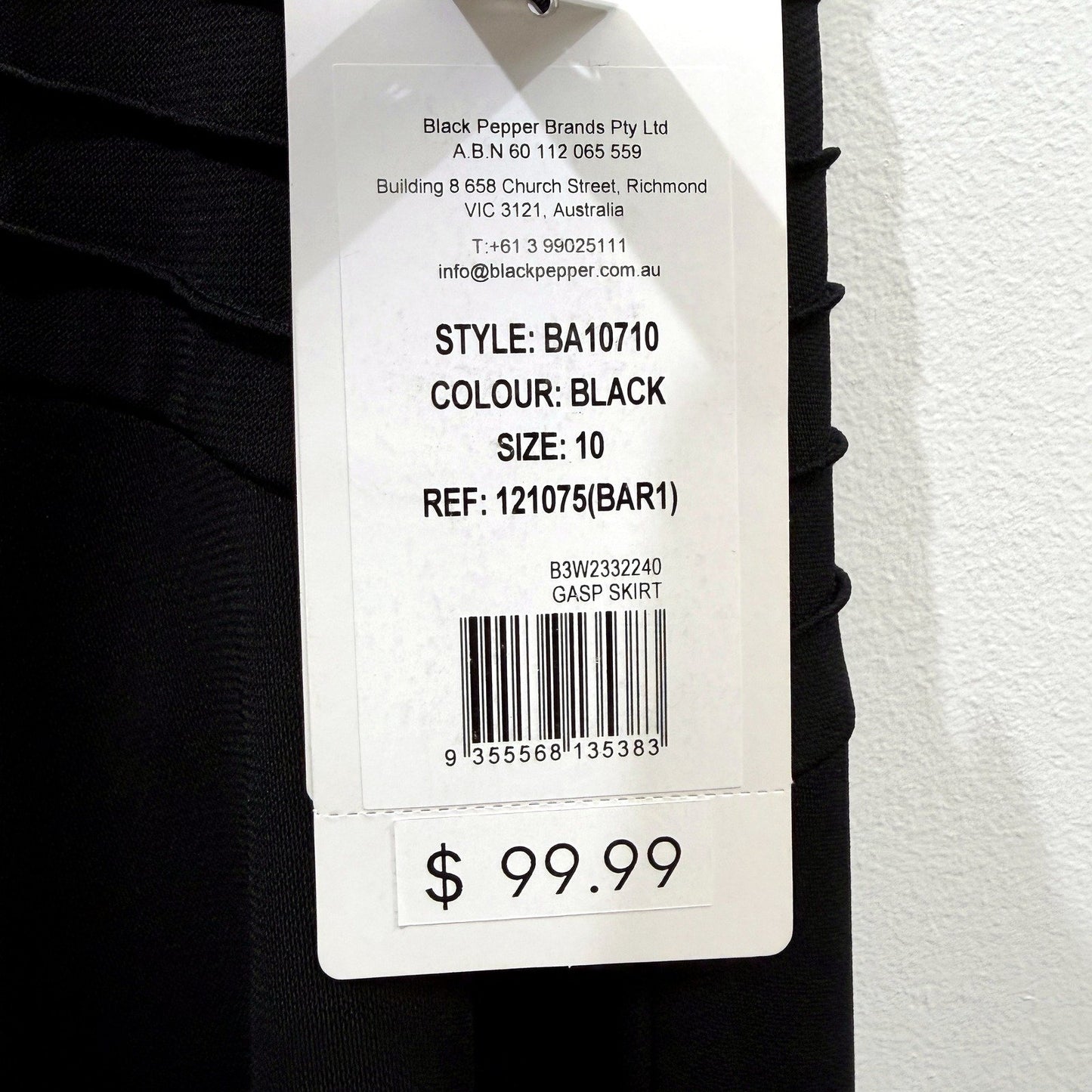 Black Pepper Womens Pleated Midi Skirt Elastic Waist Knee Length Size 10 NEW
