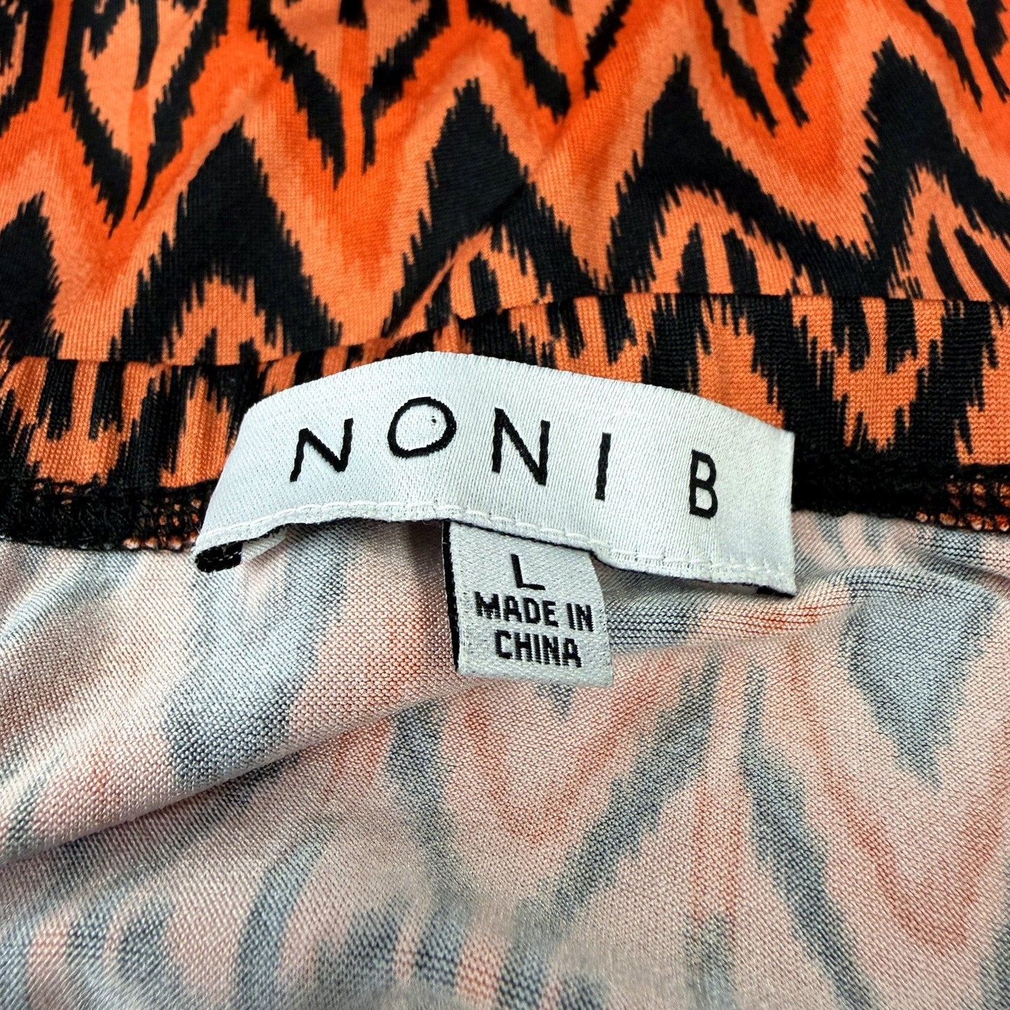 Noni B Womens Ikat Print Flared Midi Skirt in Orange & Black, Size L