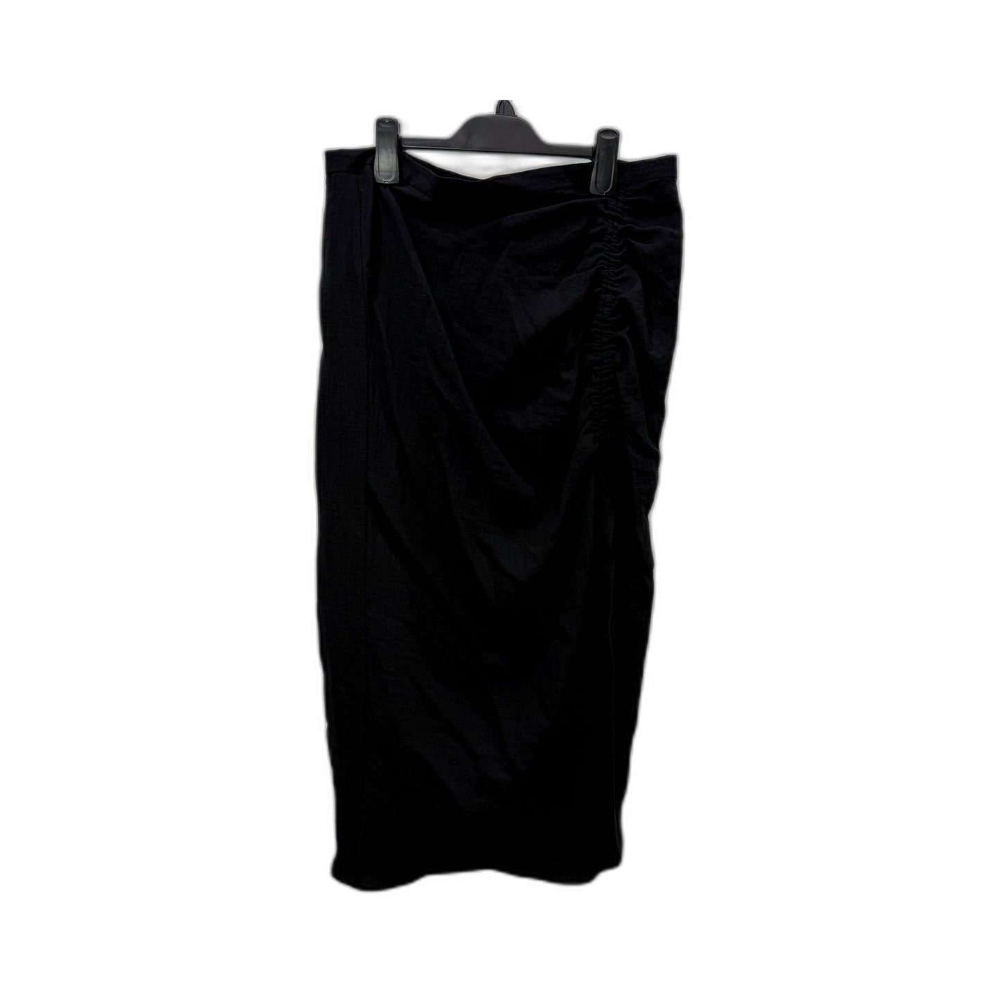 H&M Womens Slit Midi Skirt in Black Viscose Polyamide Blend, Size 16