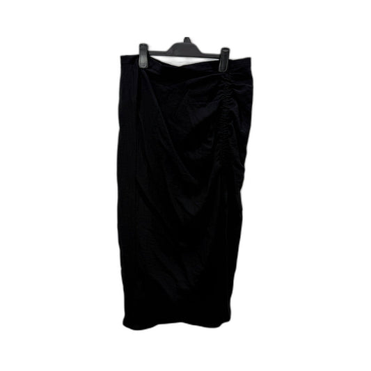 H&M Womens Slit Midi Skirt in Black Viscose Polyamide Blend, Size 16