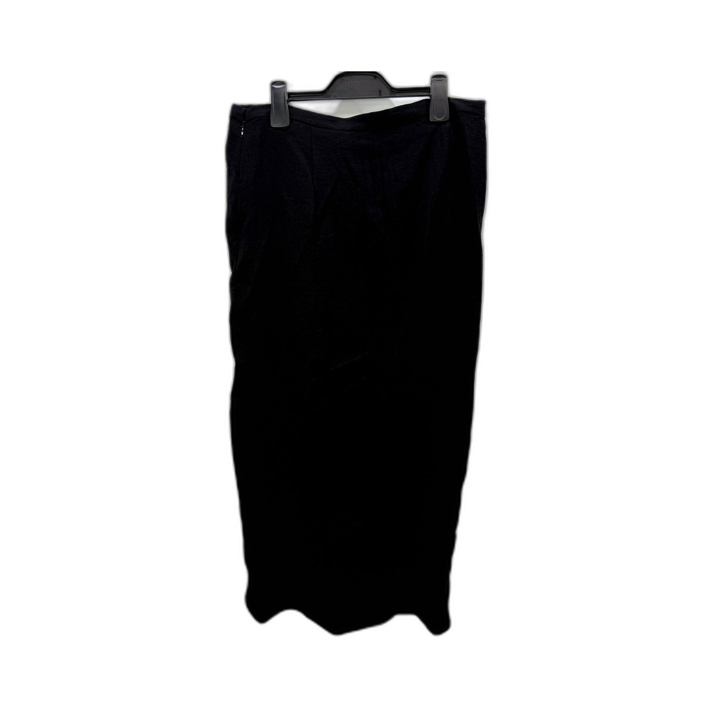 H&M Womens Slit Midi Skirt in Black Viscose Polyamide Blend, Size 16