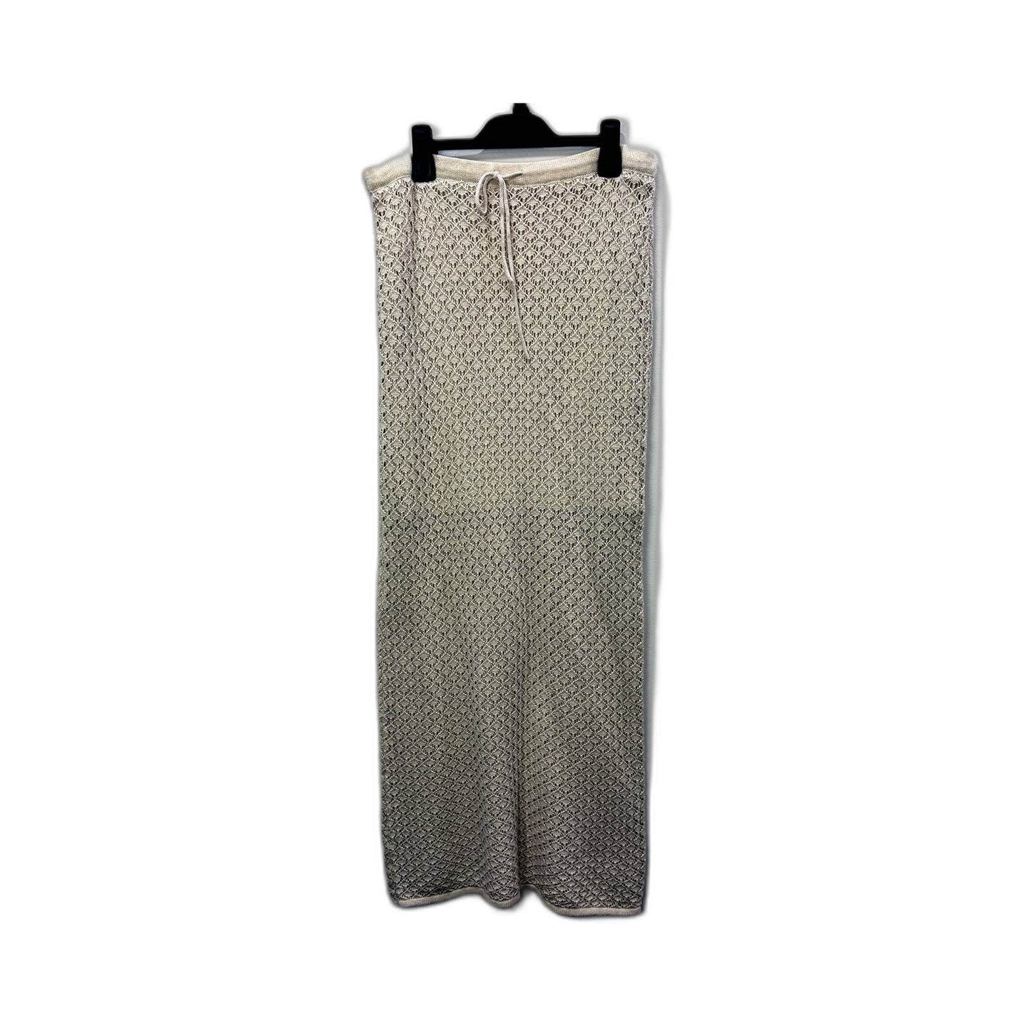 Lily Loves Womens Knit Patterned Maxi Skirt Soft Cotton Casual Cream Size L