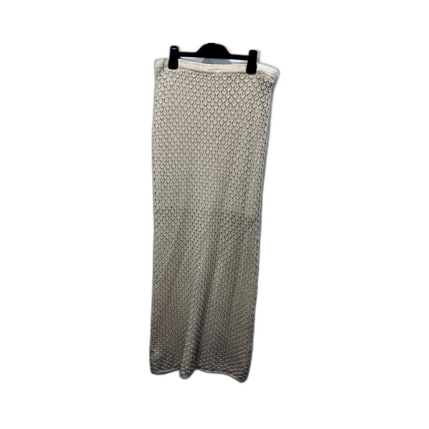 Lily Loves Womens Knit Patterned Maxi Skirt Soft Cotton Casual Cream Size L