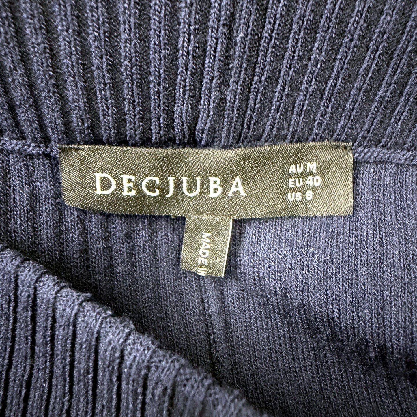 Decjuba Womens Midi Ribbed Knit Skirt in Navy Blue, Size M